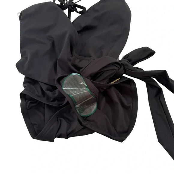 Vince Camuto V Neck Halter Wrap Tie One Piece Swimsuit Black Size 6 NWT - Picture 5 of 8